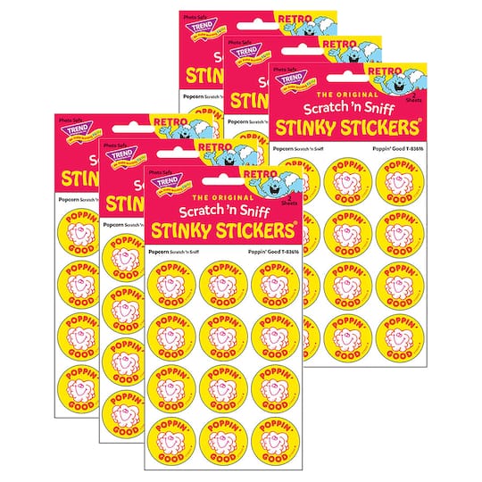TREND Enterprises® Poppin' Good Popcorn Scented Stickers, 6 Packs of 24